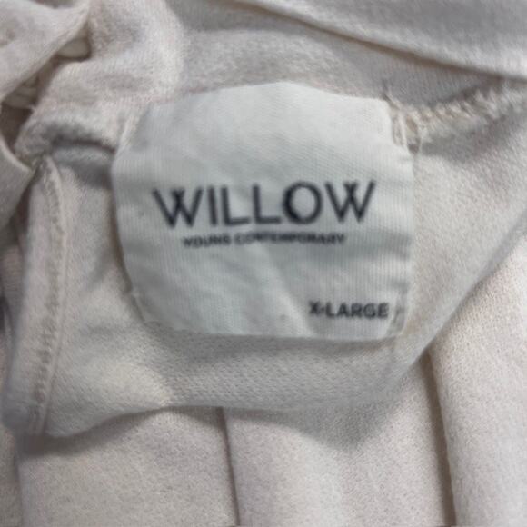 Willow Lace Sleeve Keyhole Button Blouse Cream Crew Neck Top Women's X- Large - Picture 9 of 9